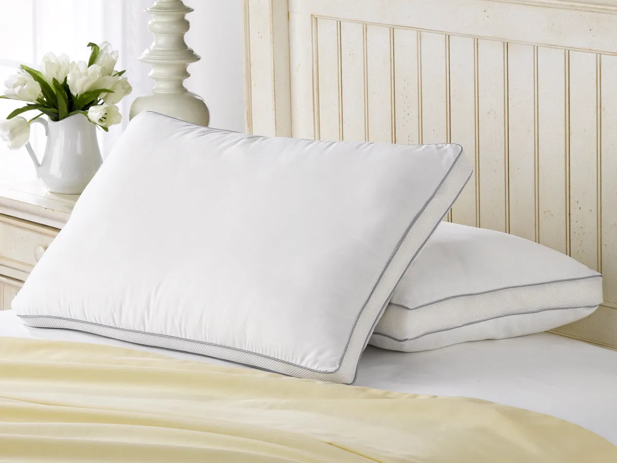 2 Pack French Country 100% Cotton Mesh Gusseted Fiber Pillows / King Size