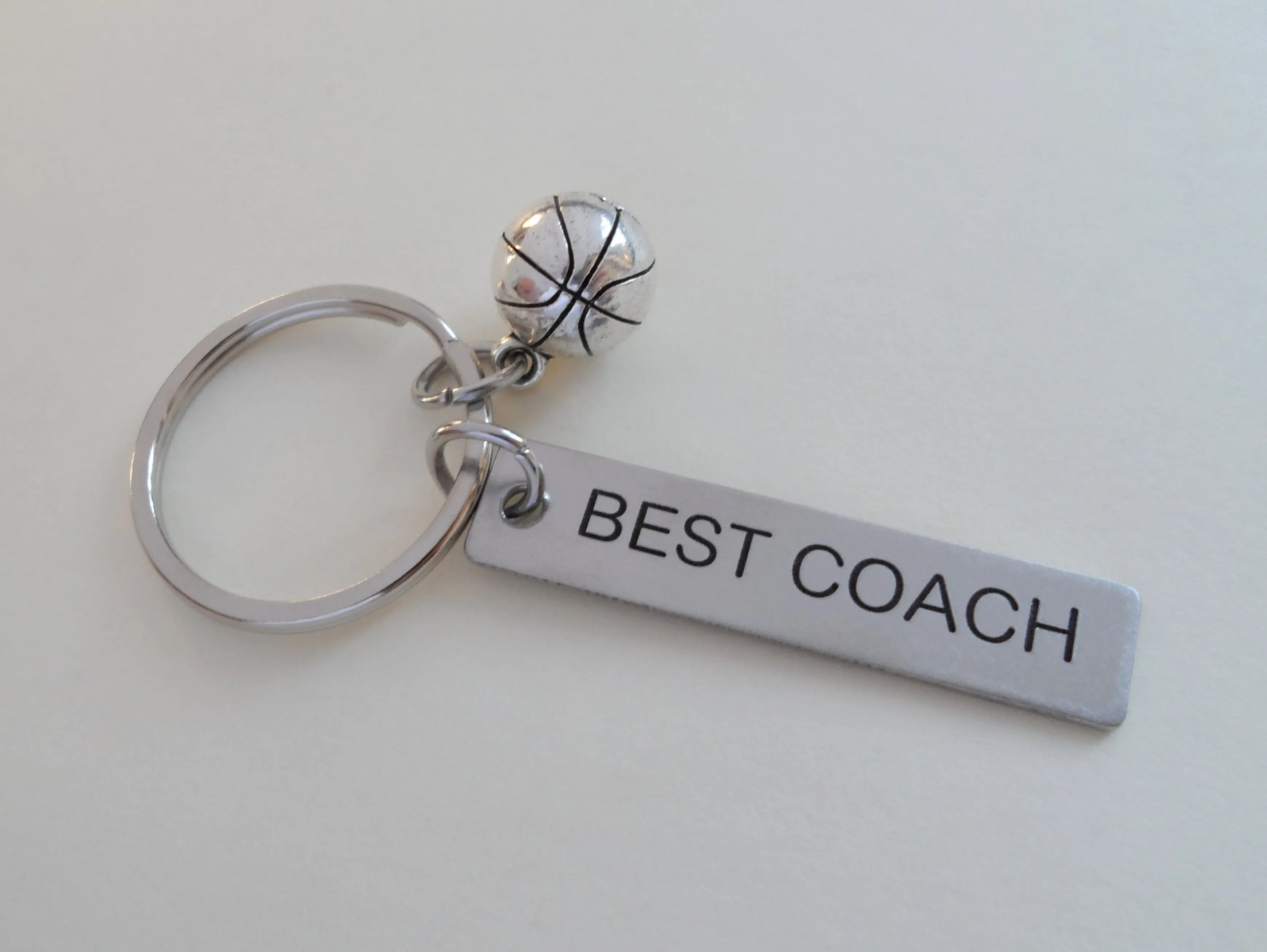 Basketball Coach Appreciation or Student Gift • Custom Engraved Steel Tag Keychain | Jewelry Everyday