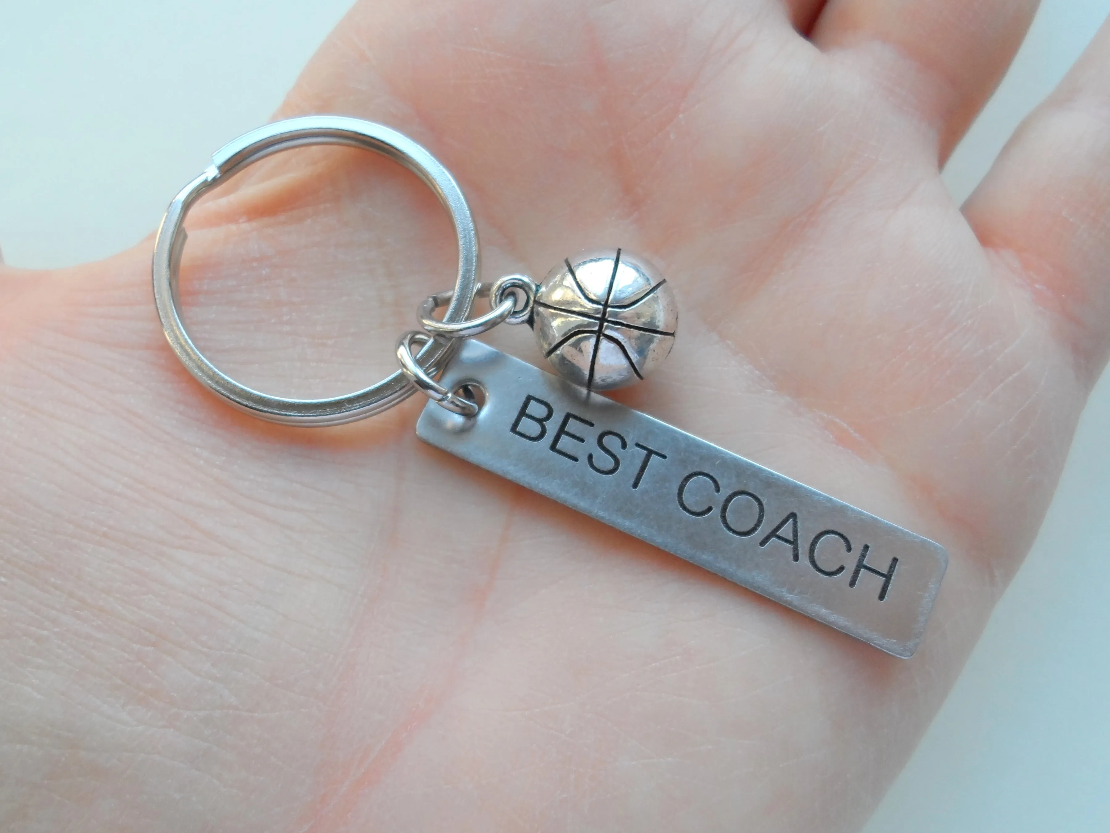 Basketball Coach Appreciation or Student Gift • Custom Engraved Steel Tag Keychain | Jewelry Everyday