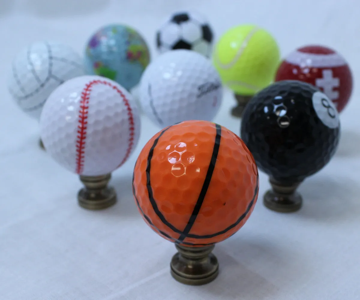 Basketball Lamp Finial, Orange with Black Lining 2.25"h