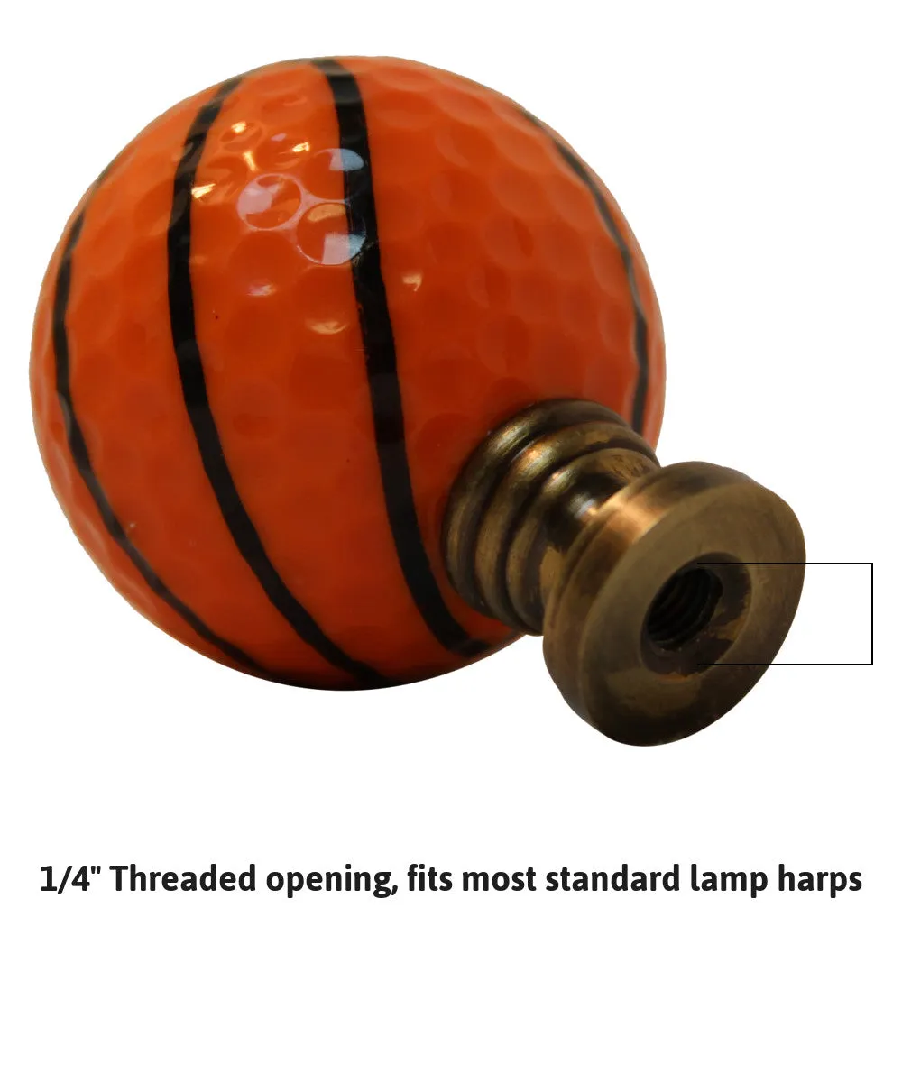 Basketball Lamp Finial, Orange with Black Lining 2.25"h