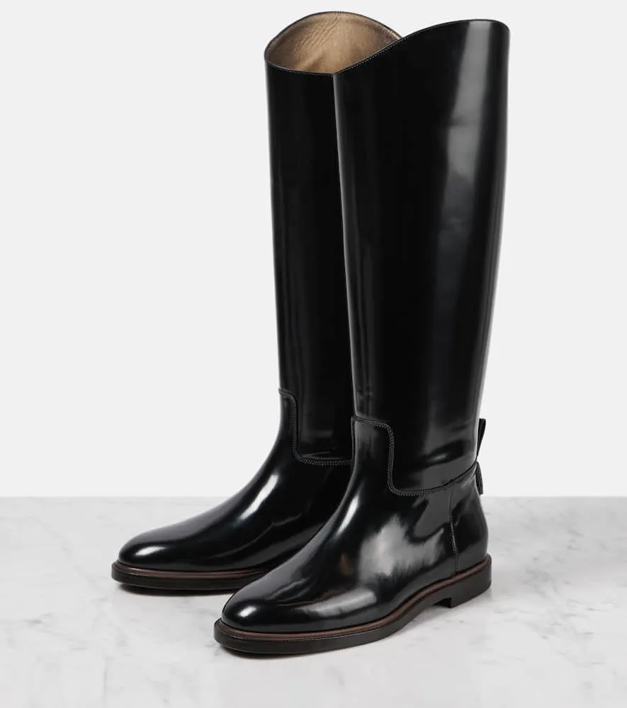 Brunello Cucinelli Polished leather knee-high boots