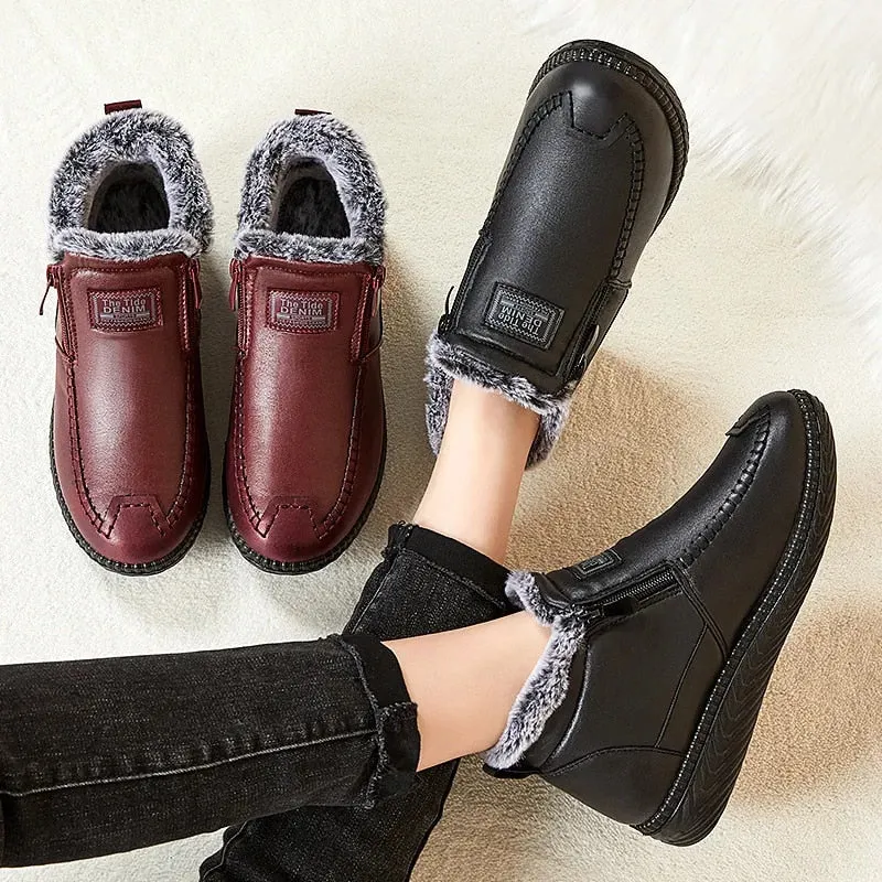 Cuzcare Orthopedic Women Boots Arch Support Warm Waterproof Ankle Boots