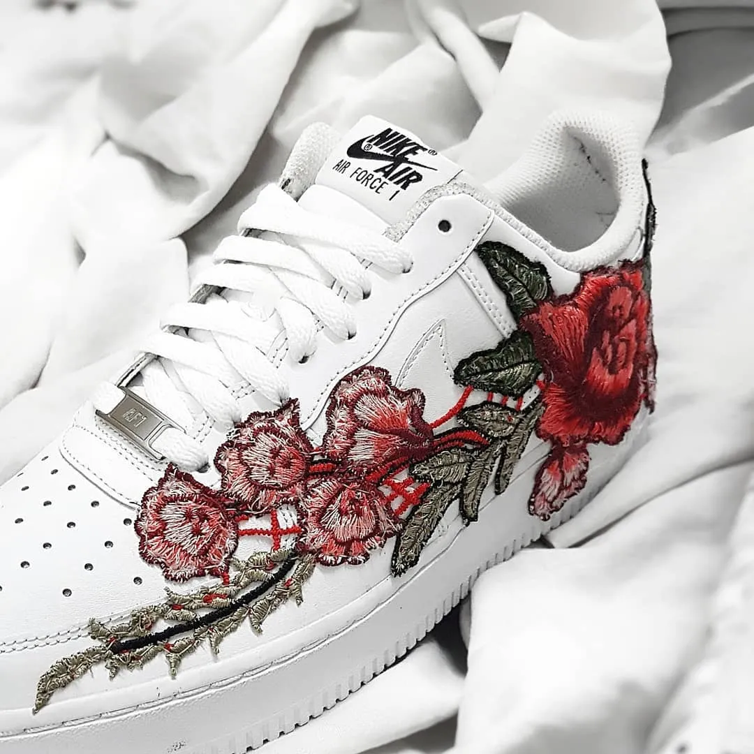 Embroidery Rose Red  Custom Air Force 1