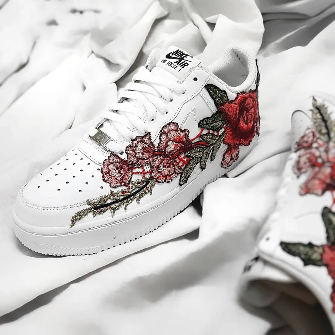 Embroidery Rose Red  Custom Air Force 1