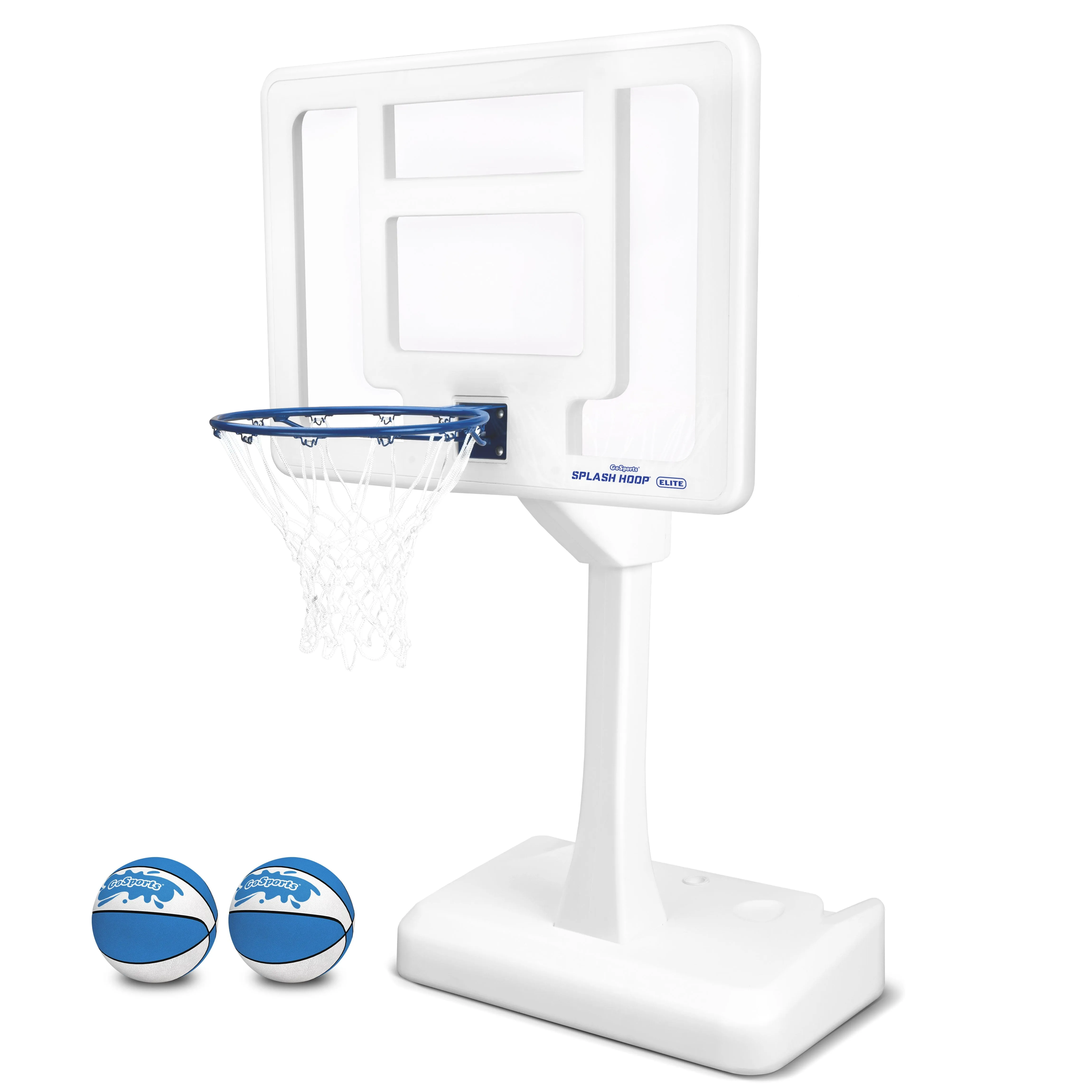 GoSports Splash Hoop ELITE Pool Hoop Basketball Game with Water Weighted Base, Adjustable Height, Regulation Steel Rim and 2 Pool Basketballs