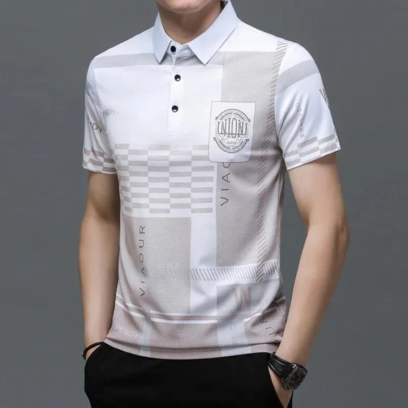 Men's high-end lapel short-sleeved T-shirt TS322