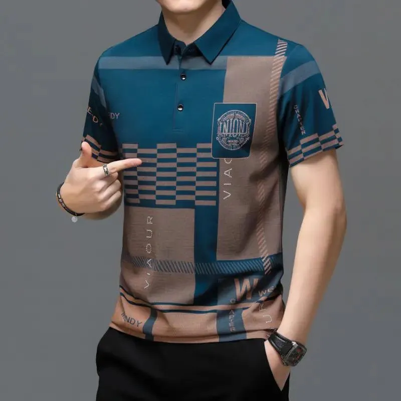 Men's high-end lapel short-sleeved T-shirt TS322