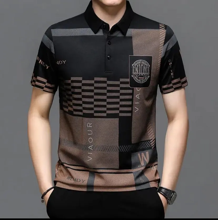 Men's high-end lapel short-sleeved T-shirt TS322