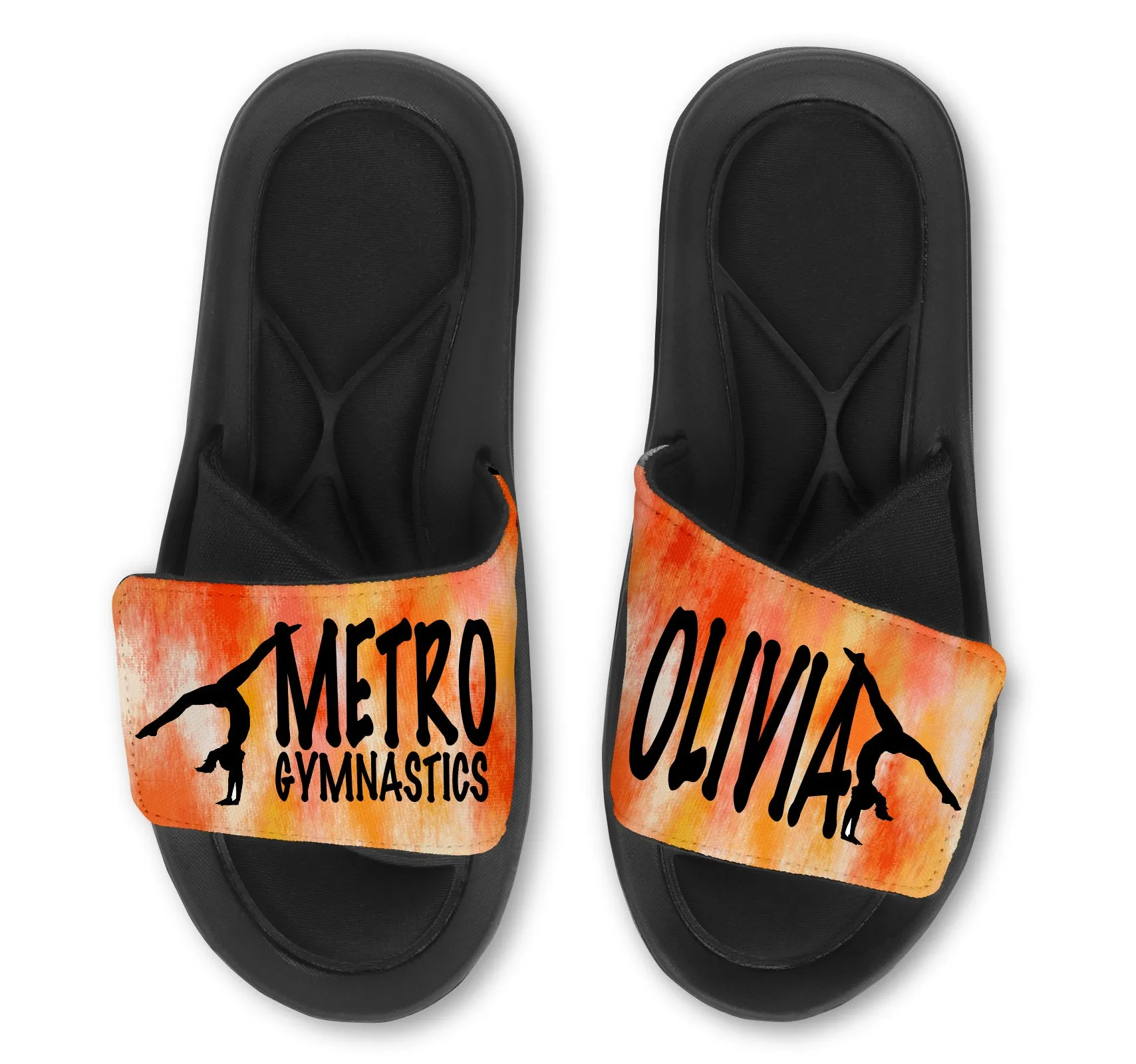 Personalized Gymnastics Slides / Sandals - MARBLE - Choose your Background Color!