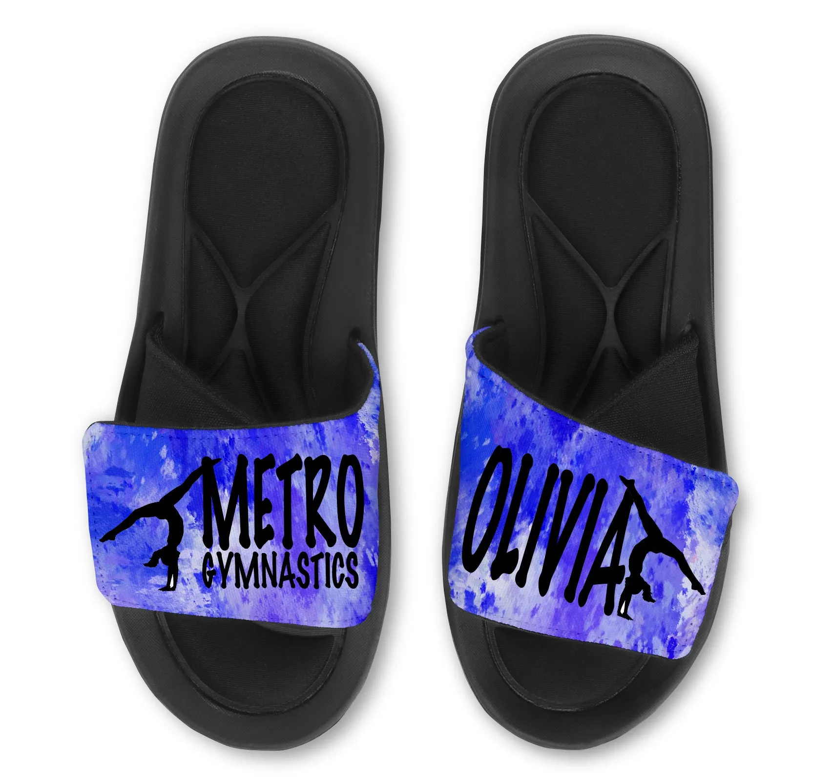 Personalized Gymnastics Slides / Sandals - MARBLE - Choose your Background Color!