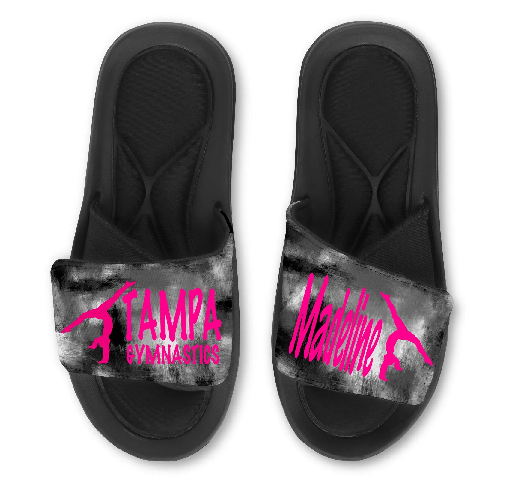 Personalized Gymnastics Slides / Sandals - MARBLE - Choose your Background Color!