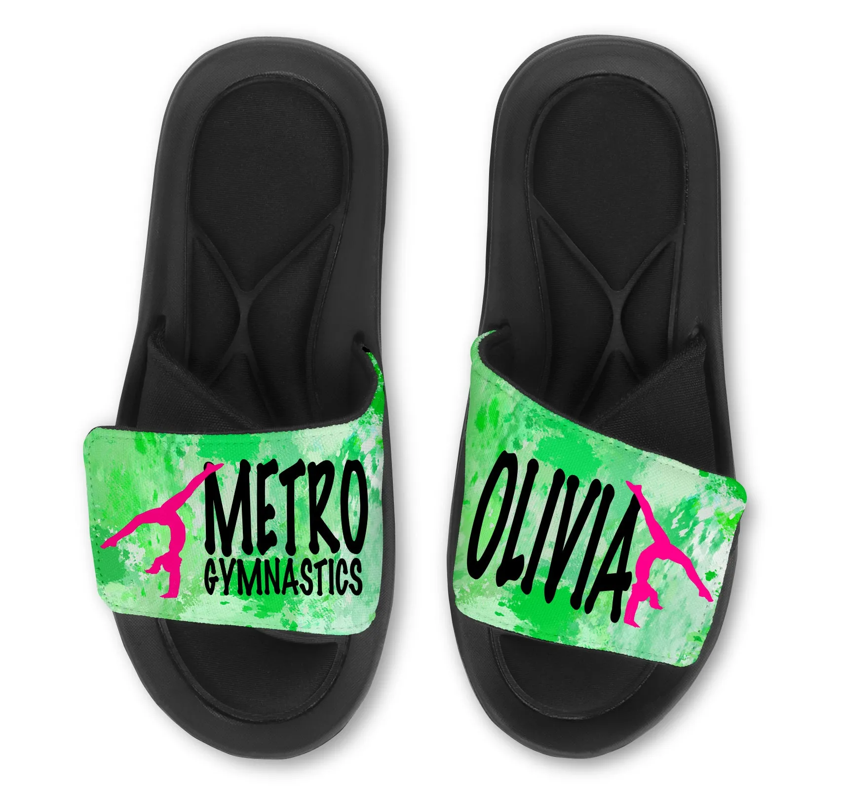 Personalized Gymnastics Slides / Sandals - MARBLE - Choose your Background Color!