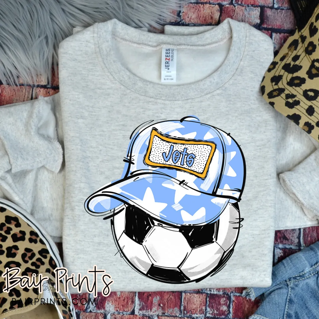 Play Ball Soccer Columbia Blue and Gold T-Shirt