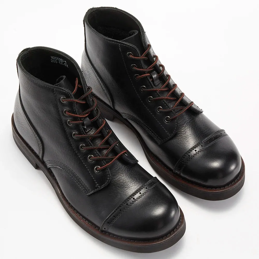Trend4us Men’s Handmade Heritage Cap-Toe Leather Boots