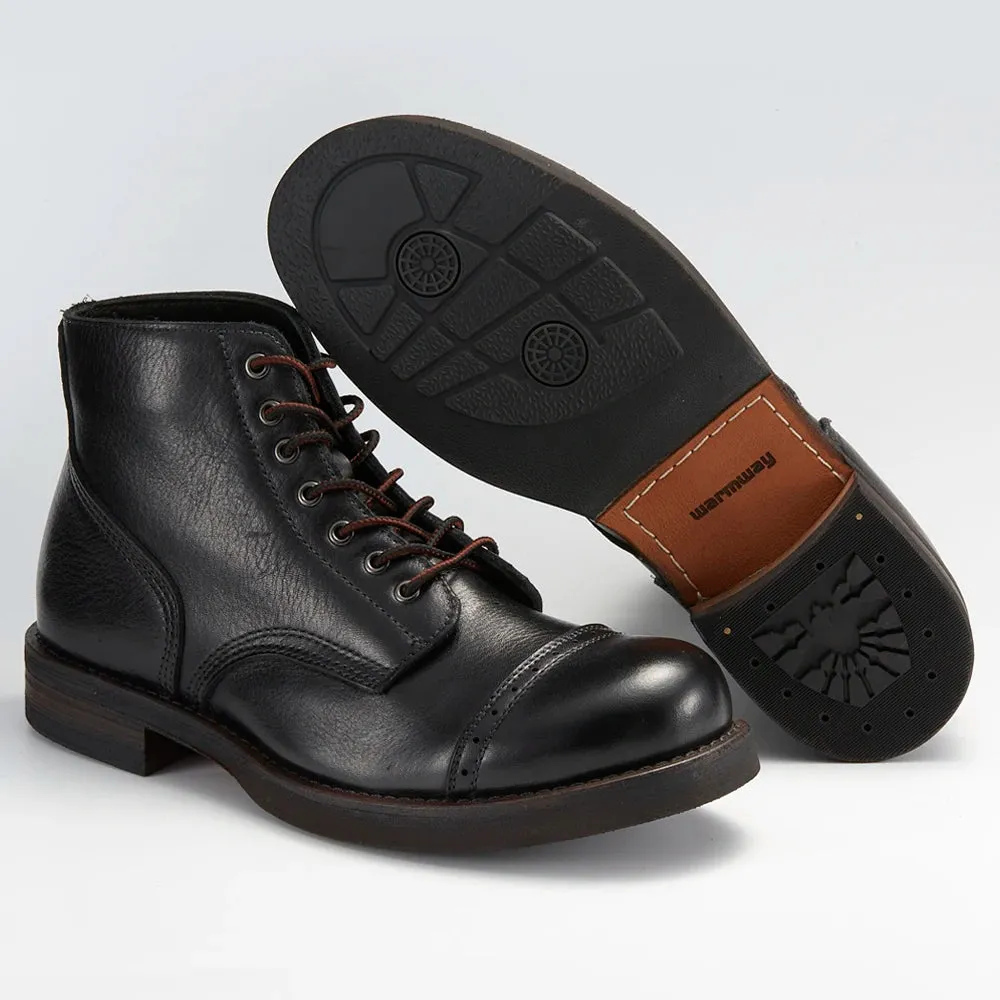Trend4us Men’s Handmade Heritage Cap-Toe Leather Boots